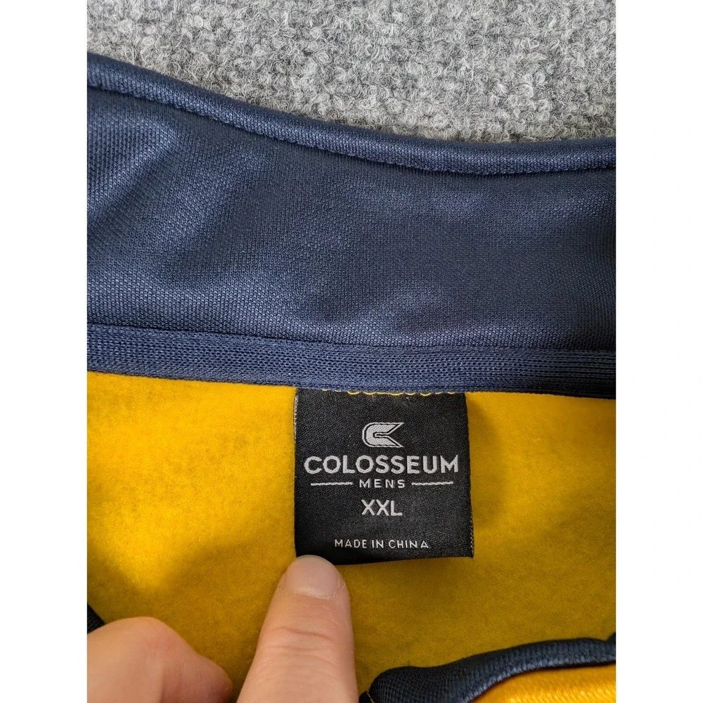 Michigan Wolverines 1/4 Zip Fleece Sweater Mens 2XL Yellow Colosseum GO BLUE NWT - Picture 3 of 7